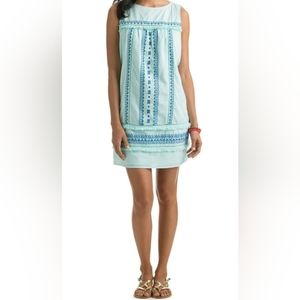 Vineyard Vines Shift Dress Womens 2 Blue White Stripe Lined Embroidered 🌸